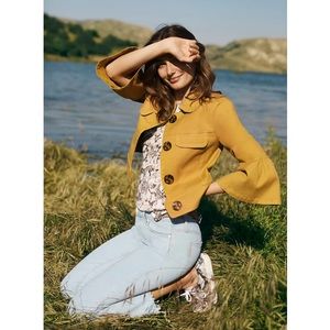 ANTHROPOLOGIE Jacket | Nora Flounce-Sleeved Trucker Jacket